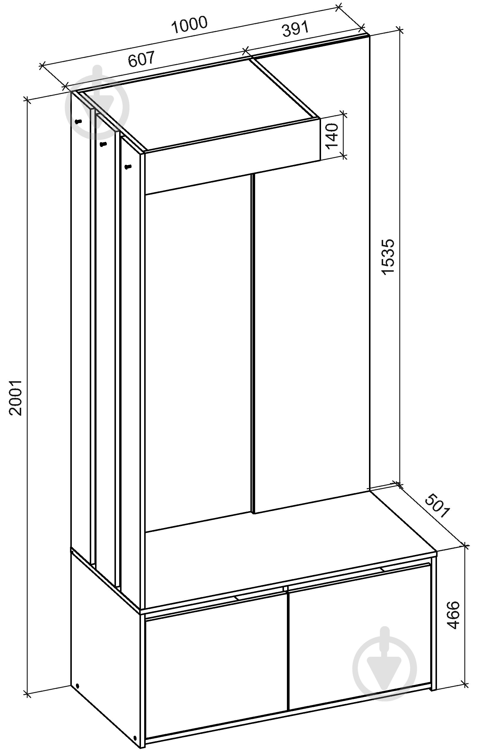 Прихожая с зеркалом Грейд Alba смарт-мини дуб сонома - фото 4