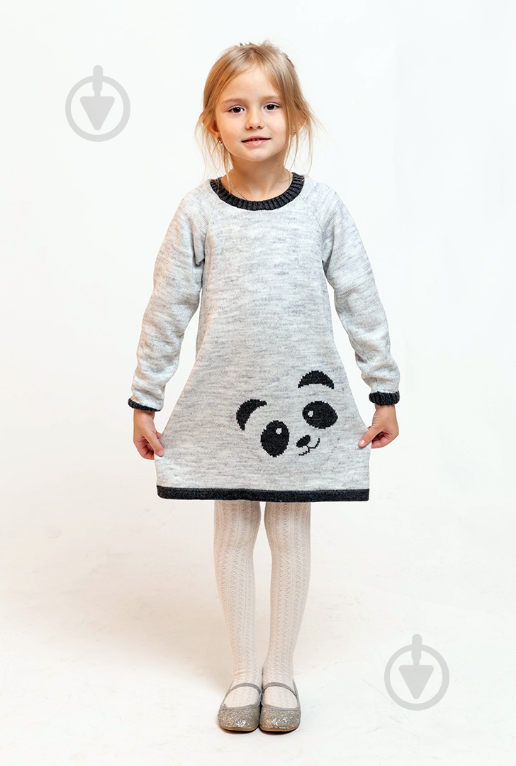 Туника для девочки ART KNIT Панда р.98 светло-серый - фото 1