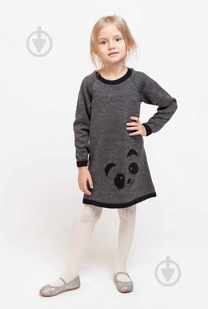 Туника для девочки ART KNIT Панда р.98 серый с черным - фото 1