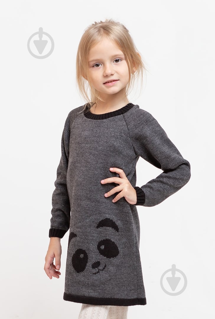 Туника для девочки ART KNIT Панда р.98 серый с черным - фото 2
