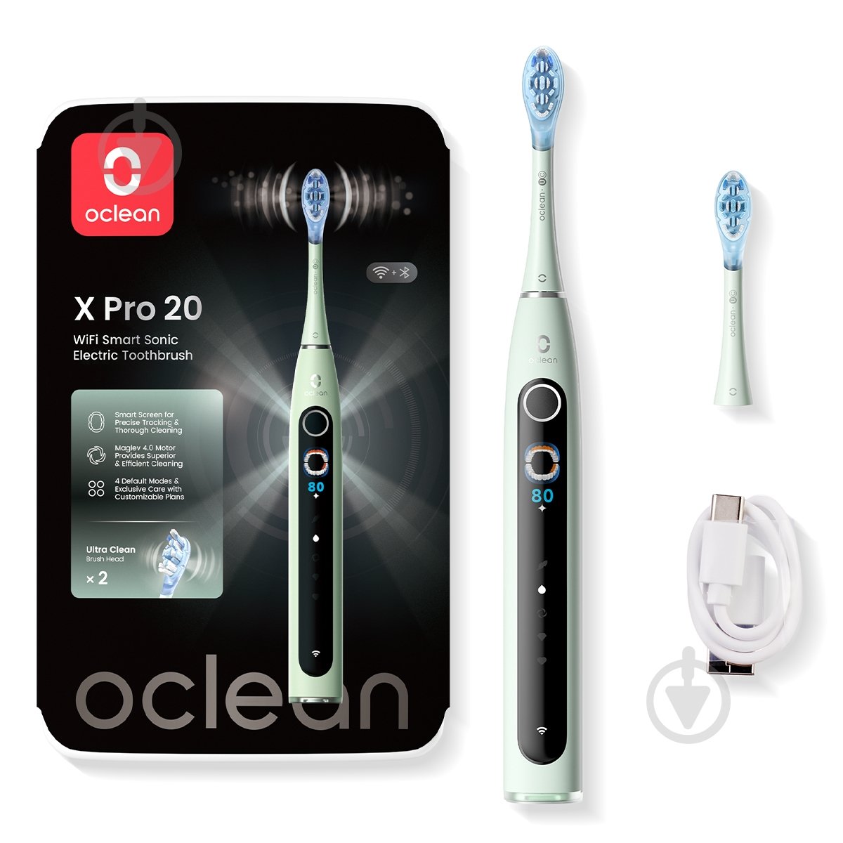 Электрическая зубная щетка Oclean X Pro 20 Electric Toothbrush Green - фото 1