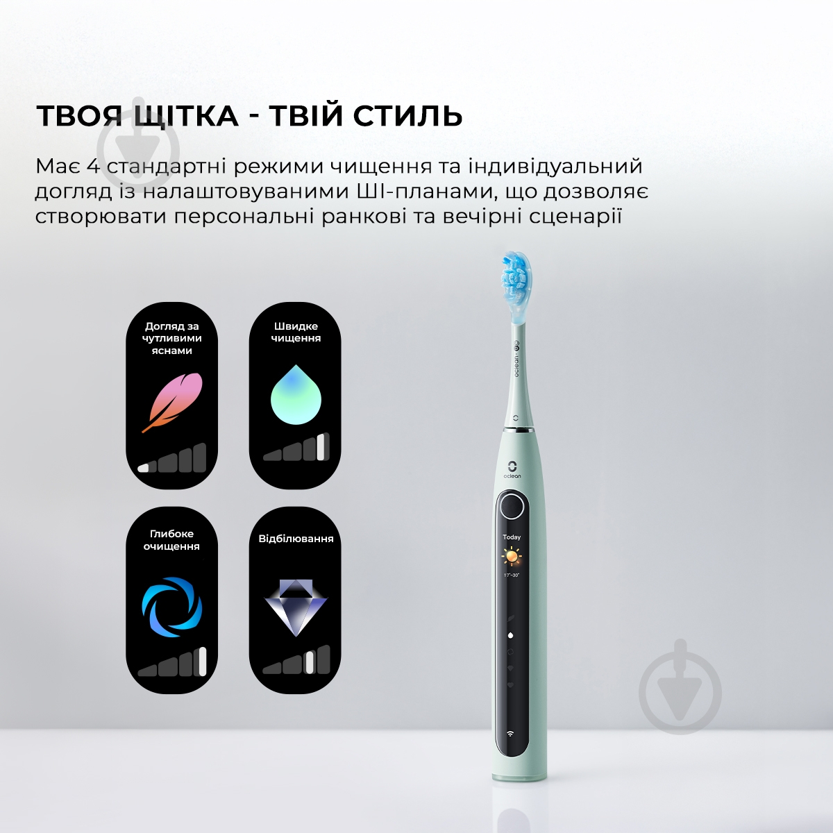 Электрическая зубная щетка Oclean X Pro 20 Electric Toothbrush Green - фото 8