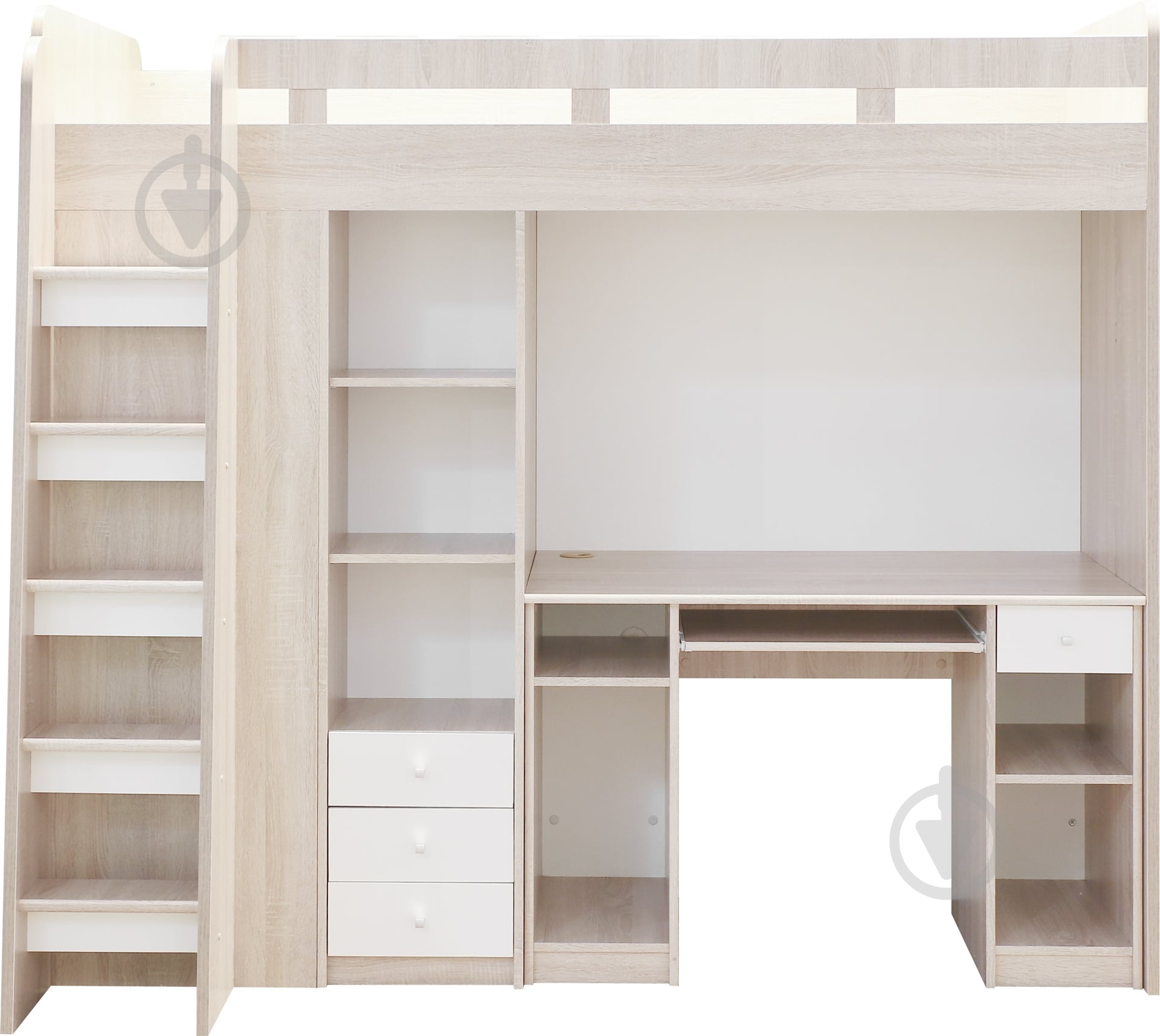 Кровать-горка VMV Holding Юнит 90x200 см белый/дуб сонома - фото 1
