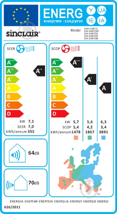 Кондиціонер Sinclair SIH/SOH-24BIT2B - фото 6