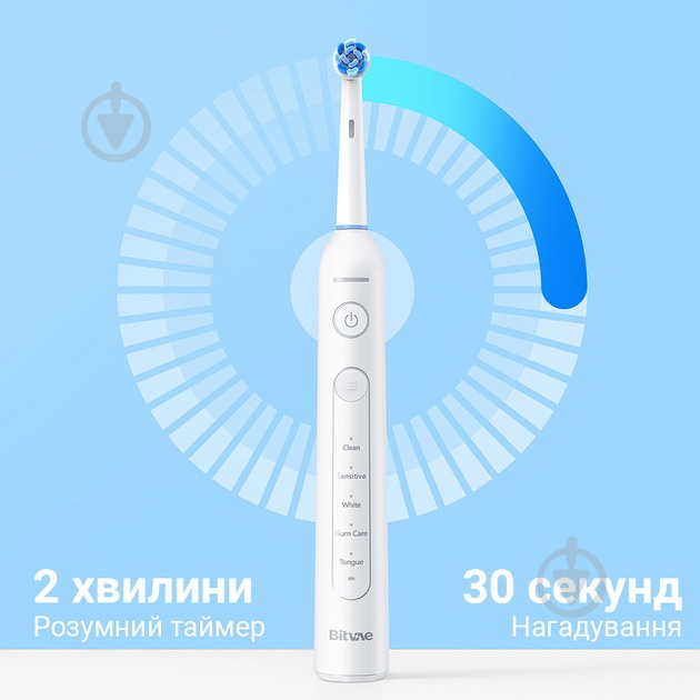 Электрическая зубная щетка Bitvae R2 Rotating с футляром и 8 насадками White - фото 4