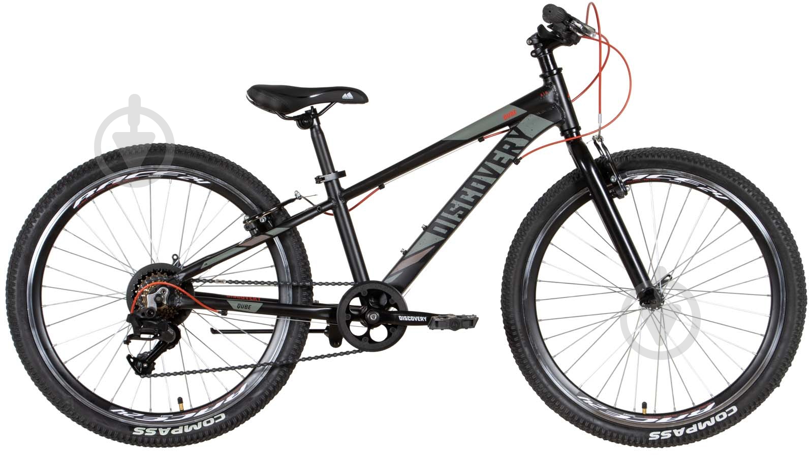 Велосипед Discovery 24" 11.5"(29 см) QUBE OPS-DIS-24-305 чорний із червоним - фото 1
