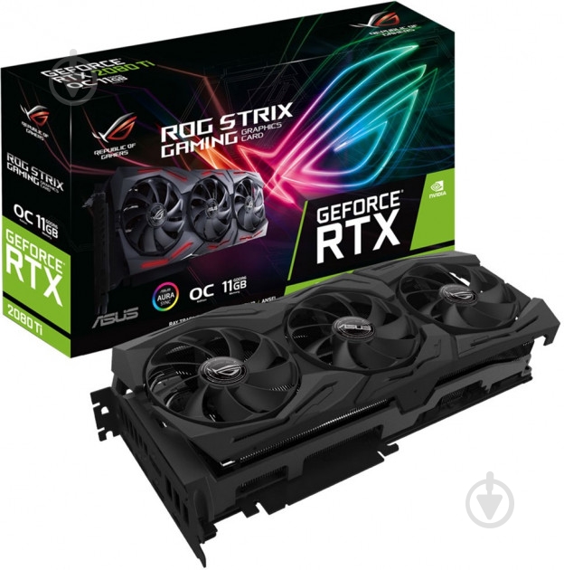 Видеокарта Asus GeForce RTX 2080 Ti 11GB GDDR6 352bit (STRIX-RTX2080TI-O11G) - фото 1 Видеокарта Asus GeForce RTX 2080 Ti 11GB GDDR6 352bit (STRIX-RTX2080TI-O11G) - фото 1