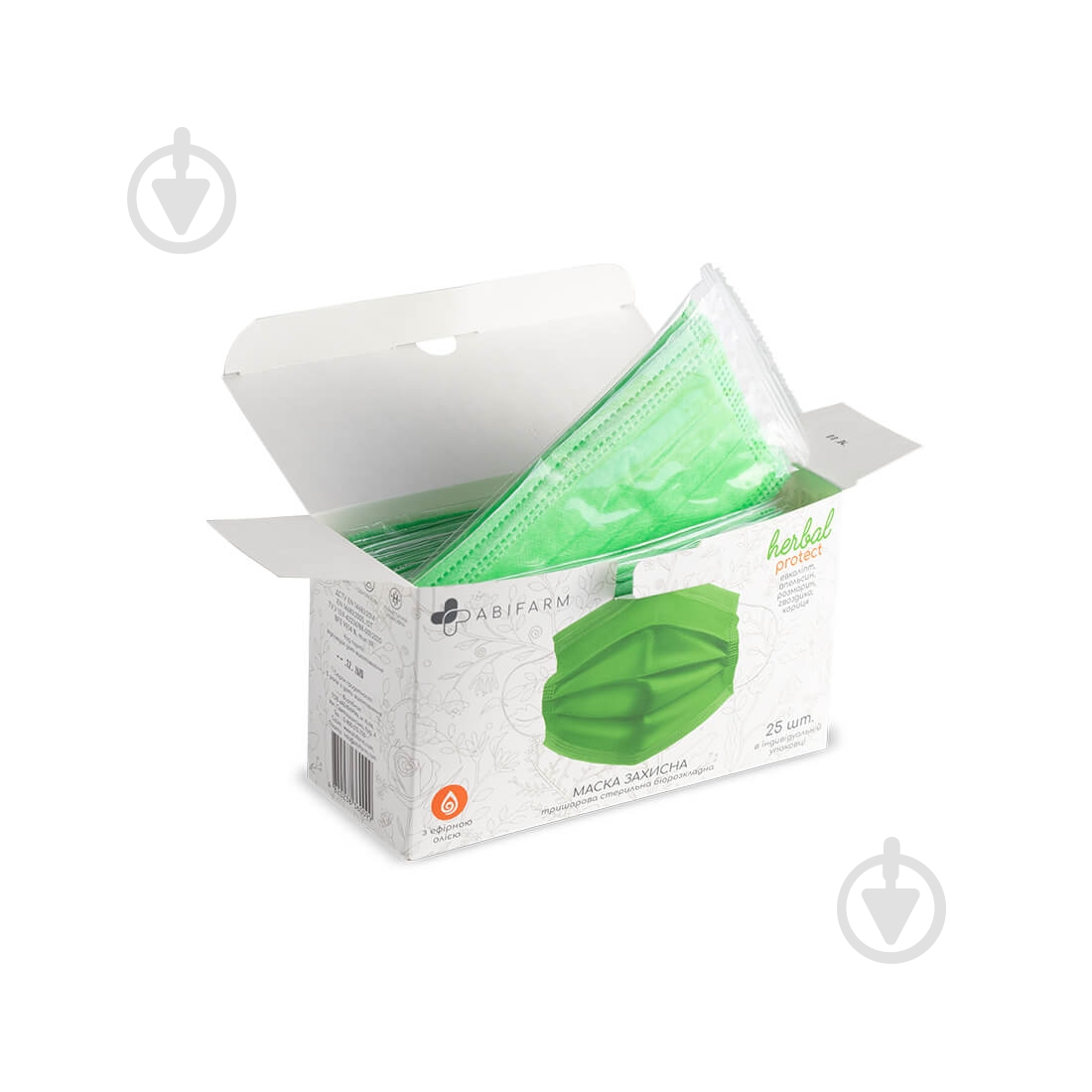 Маска Abifarm Herbal Protect ароматична 3-шарова 25 шт./уп. - фото 1