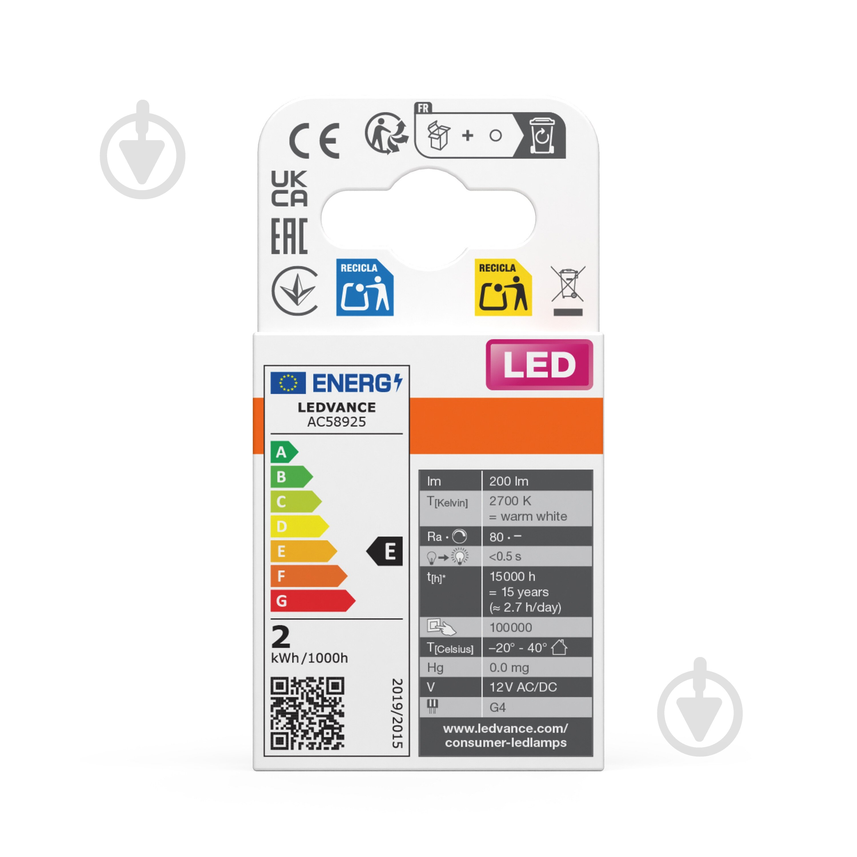 Лампа світлодіодна Osram LED PIN 20 1,7 Вт капсульна G4 12 В 2700 К - фото 5