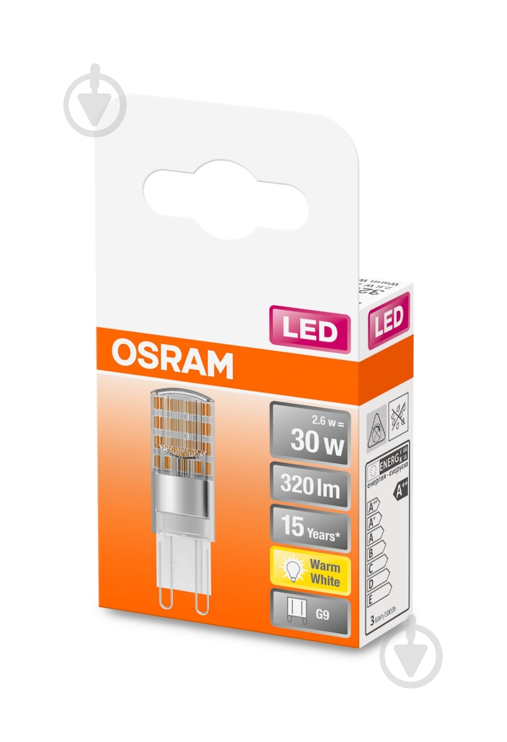 Лампа светодиодная Osram 2,6 Вт капсульная прозрачная G9 220 В 2700 К 4058075056688 - фото 2