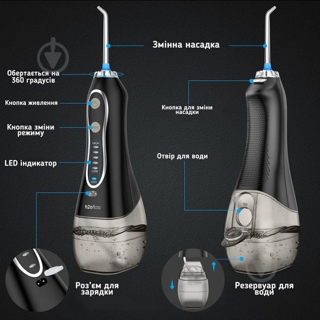 Ирригатор Travel Kit HF-6 Black (312935338) - фото 11