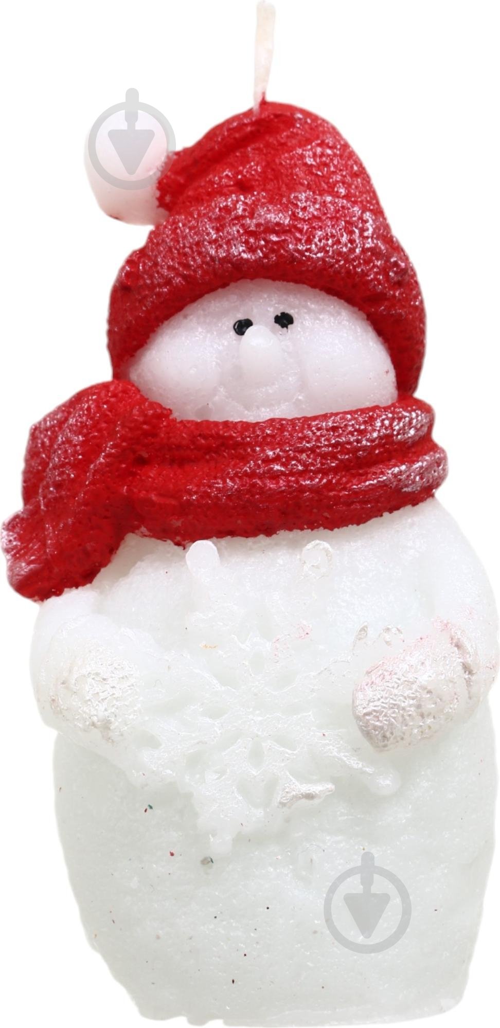 Свеча декоративная снеговик со снежинкой 45х100 мм 90 г Pako-If - фото 1