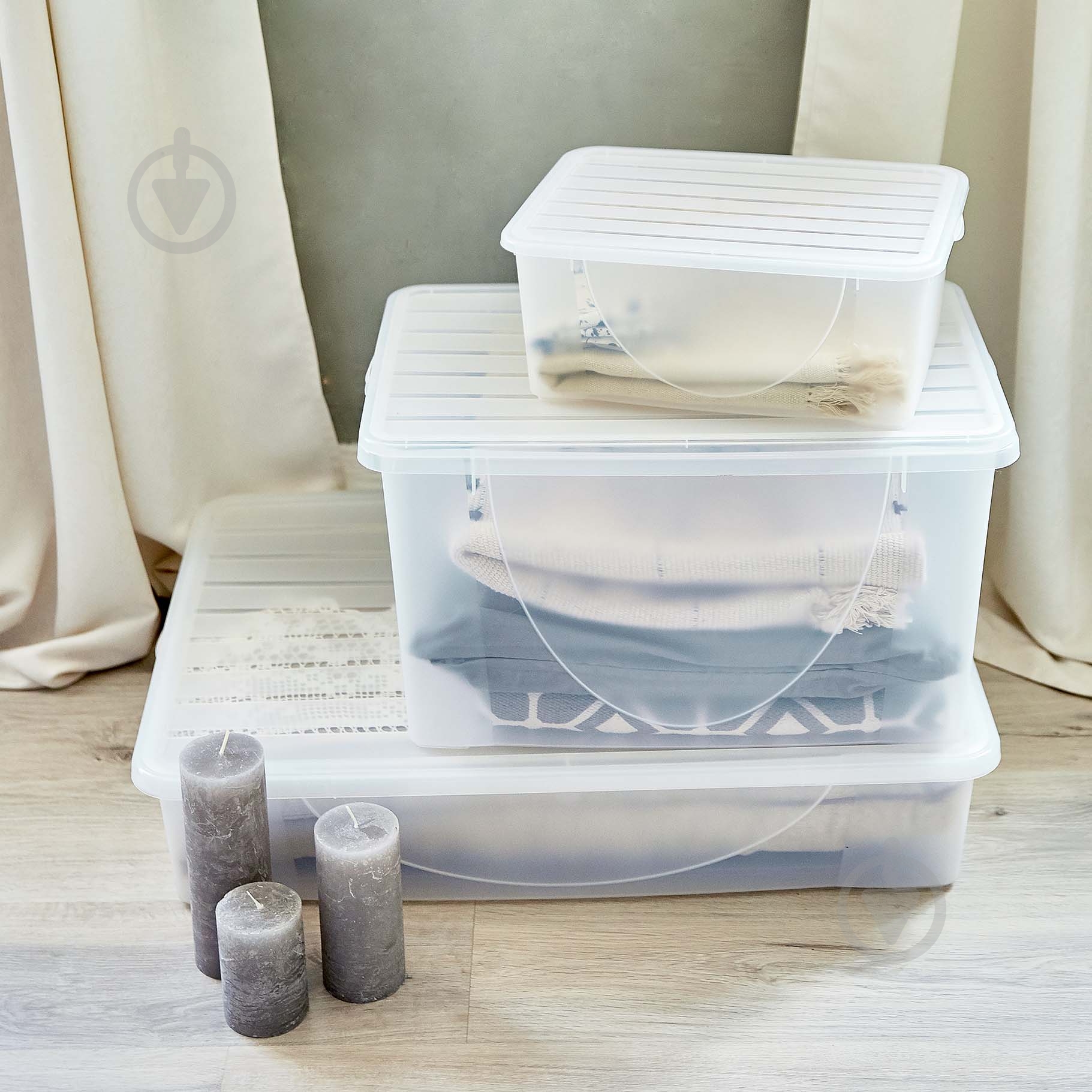 Контейнер для зберігання із кришкою Алеана 122042 22 л прозоро-матовий підкроватний 150x375x550 мм - фото 7