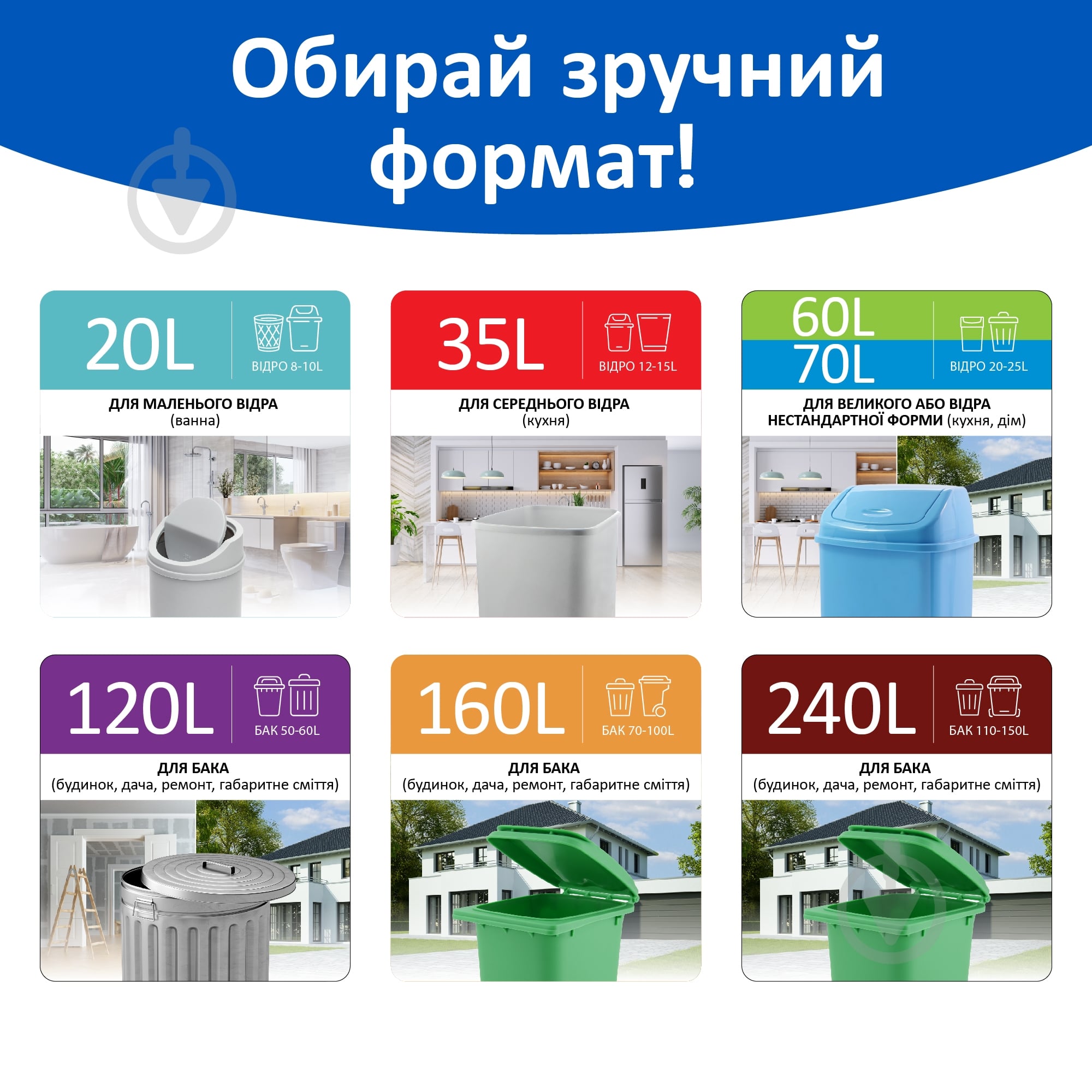 Мішки для побутового сміття Фрекен Бок надміцні 240 л 5 шт. (LD MAX) — фото 4
