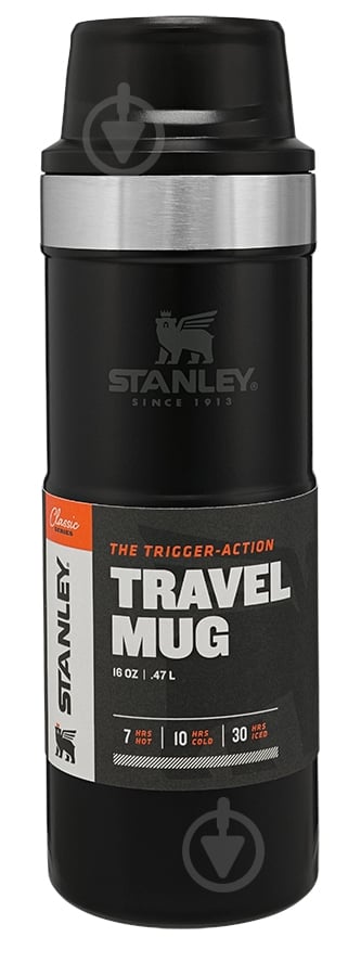 Термочашка Stanley Classic Trigger-action Matte Black 0.47 л - фото 2 Термочашка Stanley Classic Trigger-action Matte Black 0.47 л - фото 2