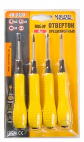 Набор отверток MasterTool 4 шт точные (T5/T6/PH00/Spanner) 40-0190 - фото 2 Набор отверток MasterTool 4 шт точные (T5/T6/PH00/Spanner) 40-0190 - фото 2