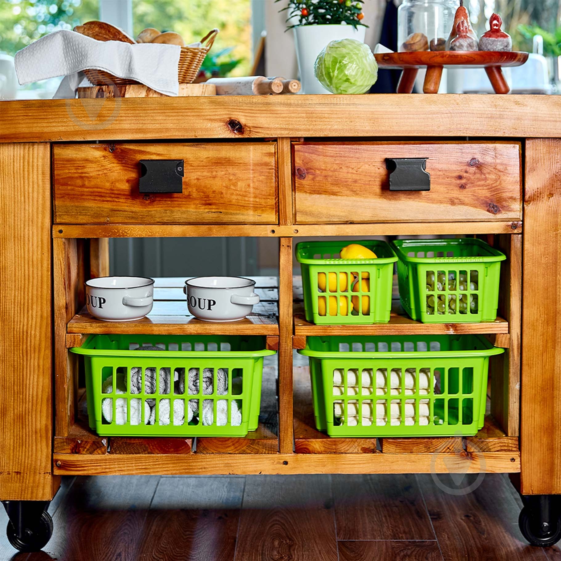 Корзина для хранения пластиковая Алеана 122059 18 л оливковая 199x310x470 мм - фото 2