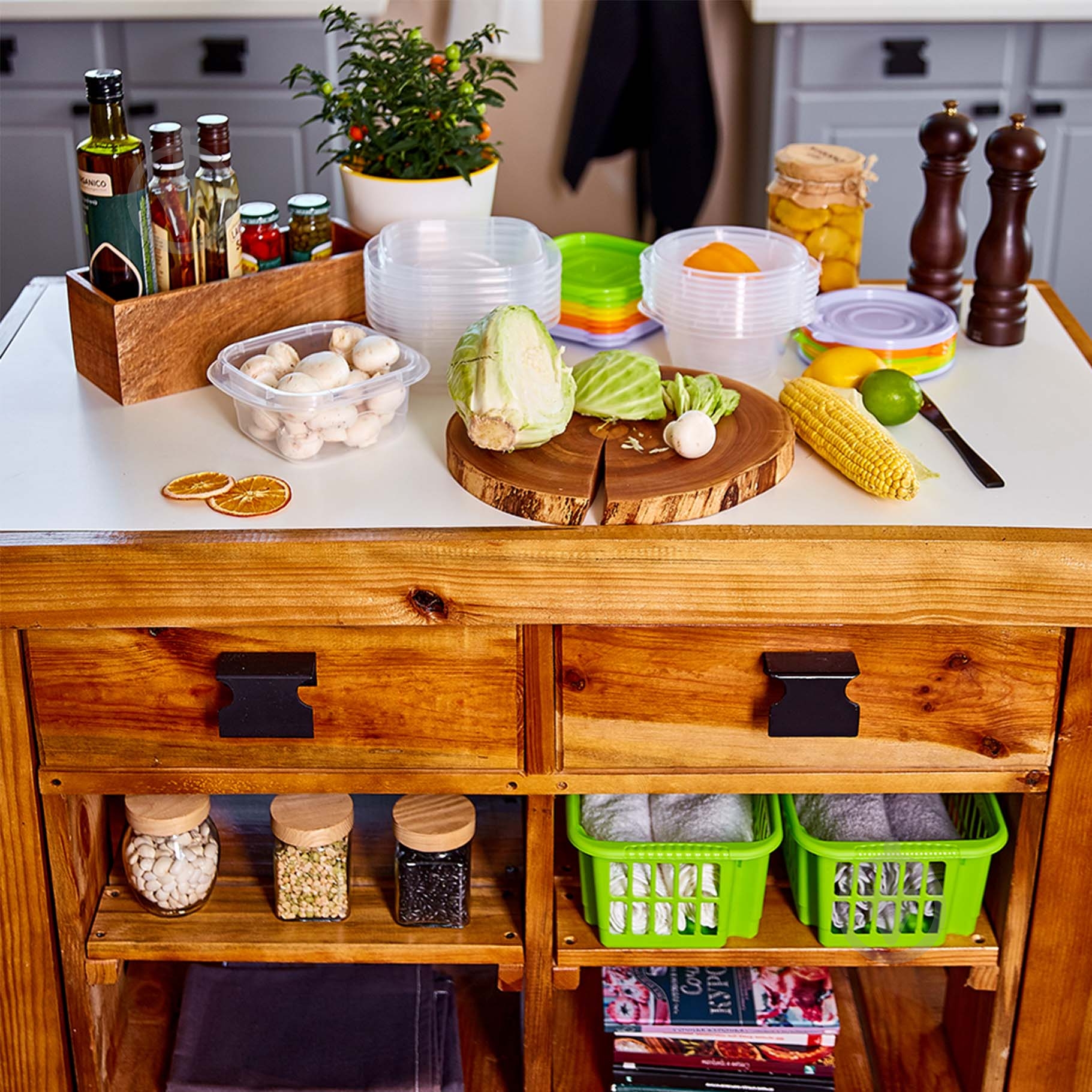 Корзина для хранения пластиковая Алеана 122059 18 л оливковая 199x310x470 мм - фото 3