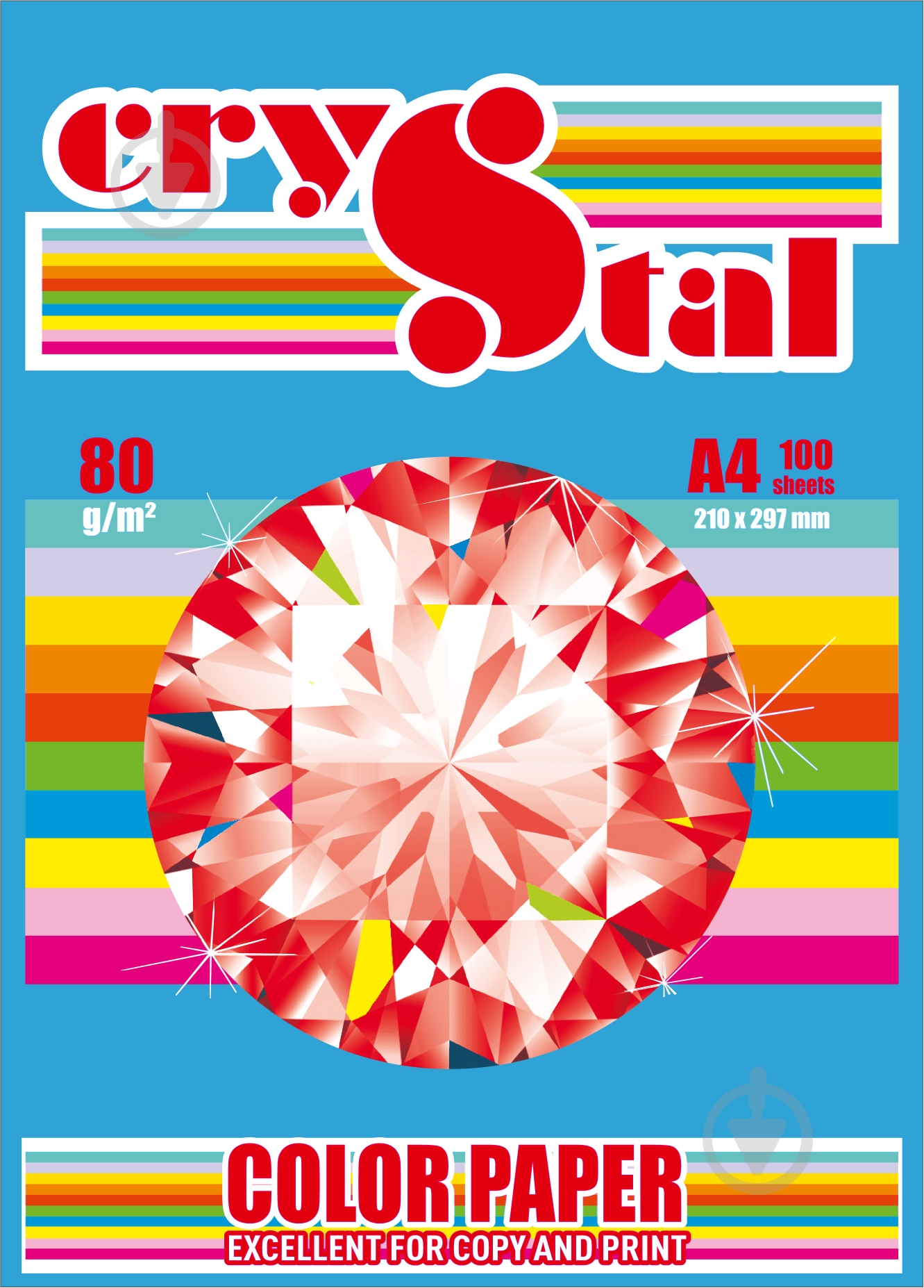 Папір офісний кольоровий CRYSTAL A4 80 г/м синій 100 аркушів - фото 1