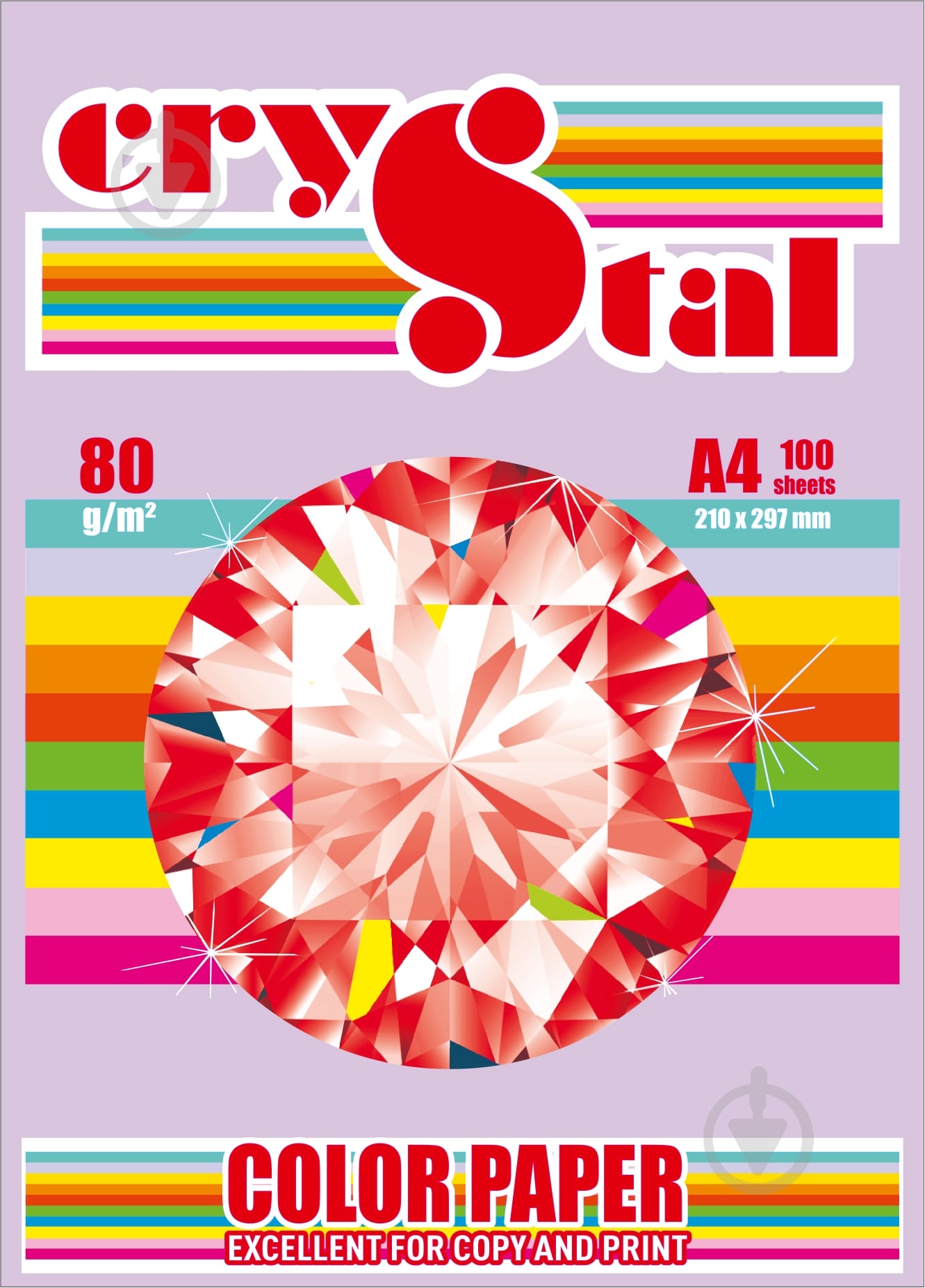 Папір офісний кольоровий CRYSTAL A4 80 г/м лавандовий 100 аркушів - фото 1 Папір офісний кольоровий CRYSTAL A4 80 г/м лавандовий 100 аркушів - фото 1