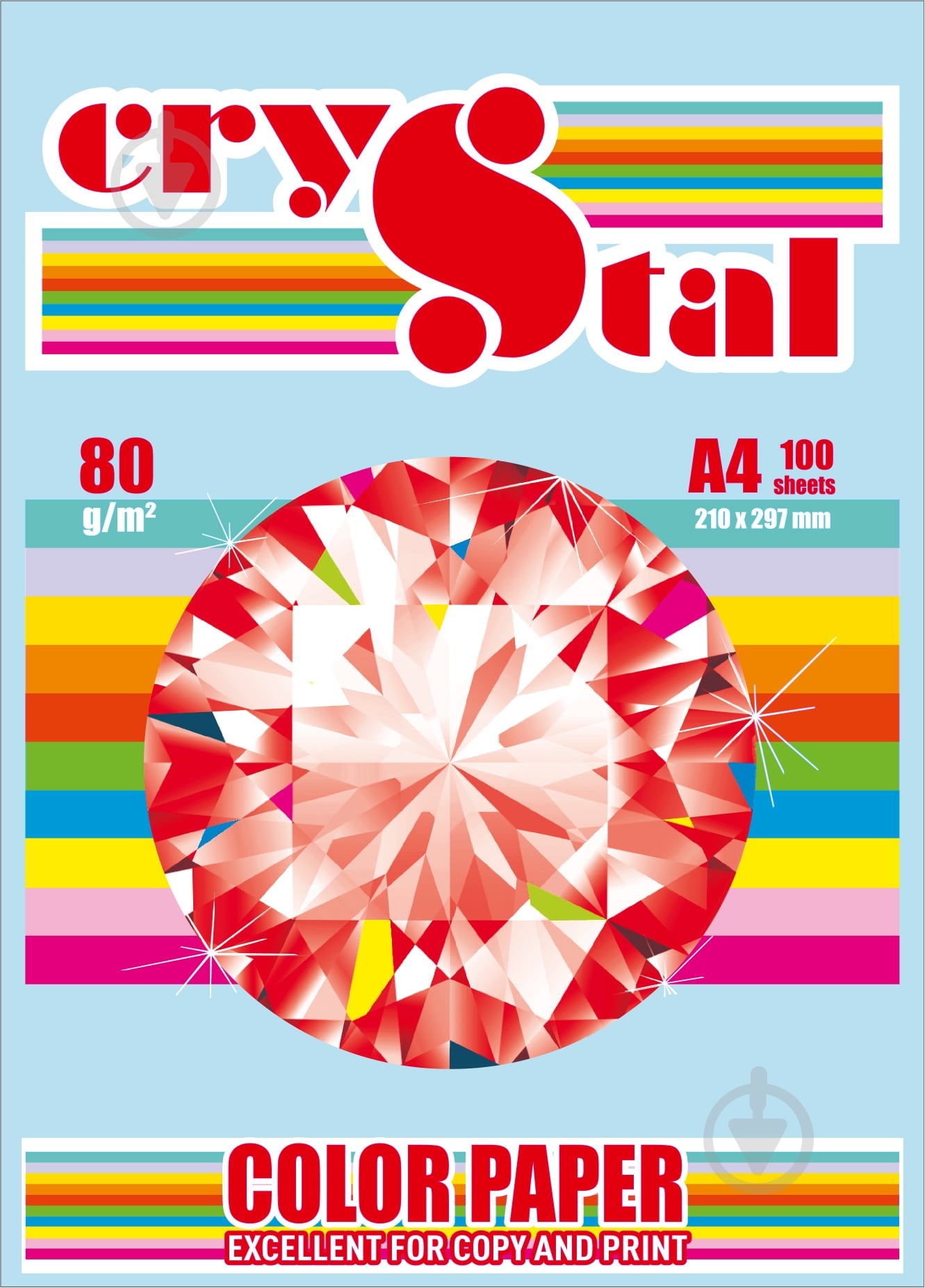 Папір офісний кольоровий CRYSTAL A4 80 г/м блакитний 100 аркушів - фото 1