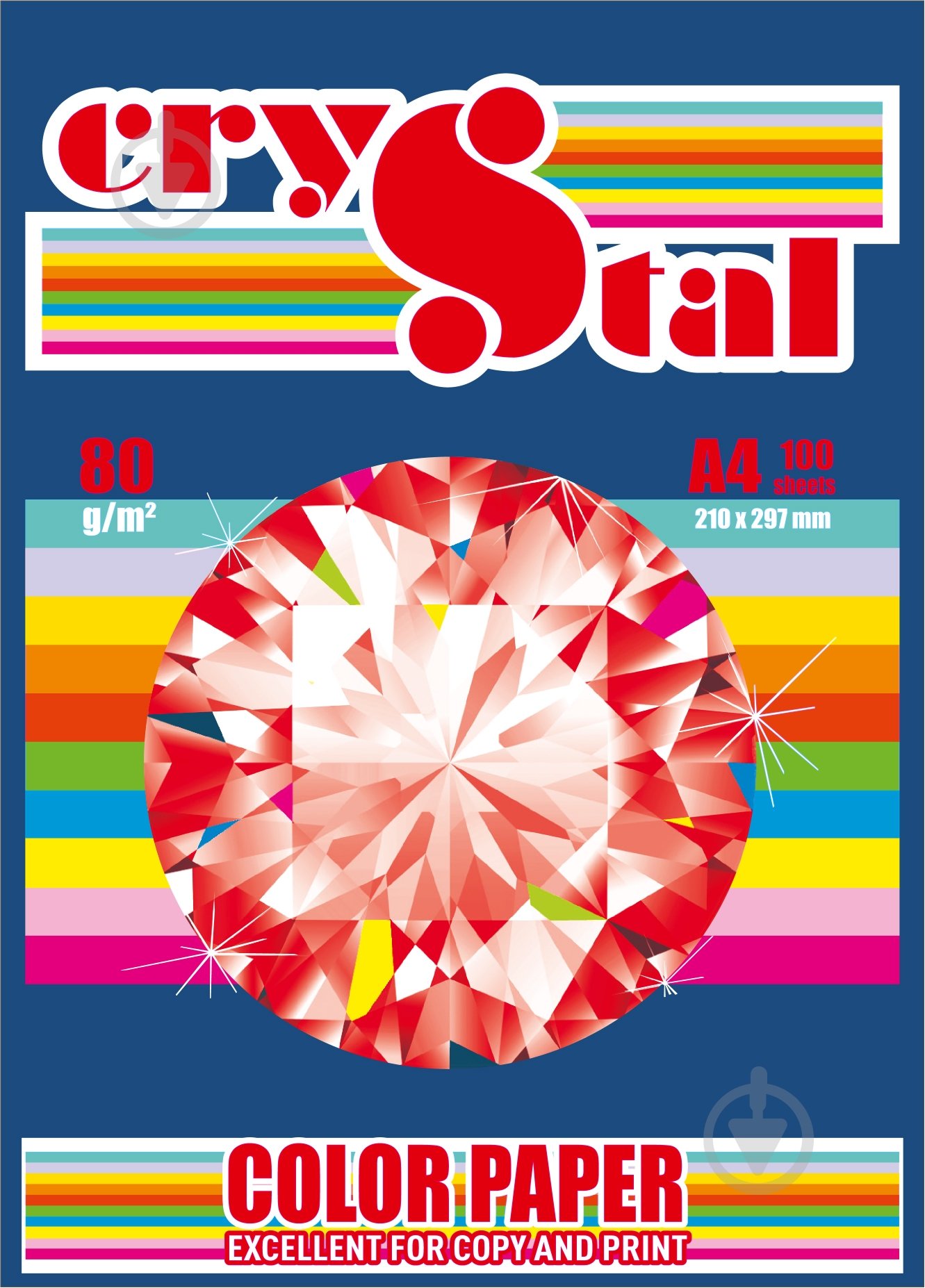Бумага офисная цветная CRYSTAL A4 80 г/м темно-синий 100 листов - фото 1