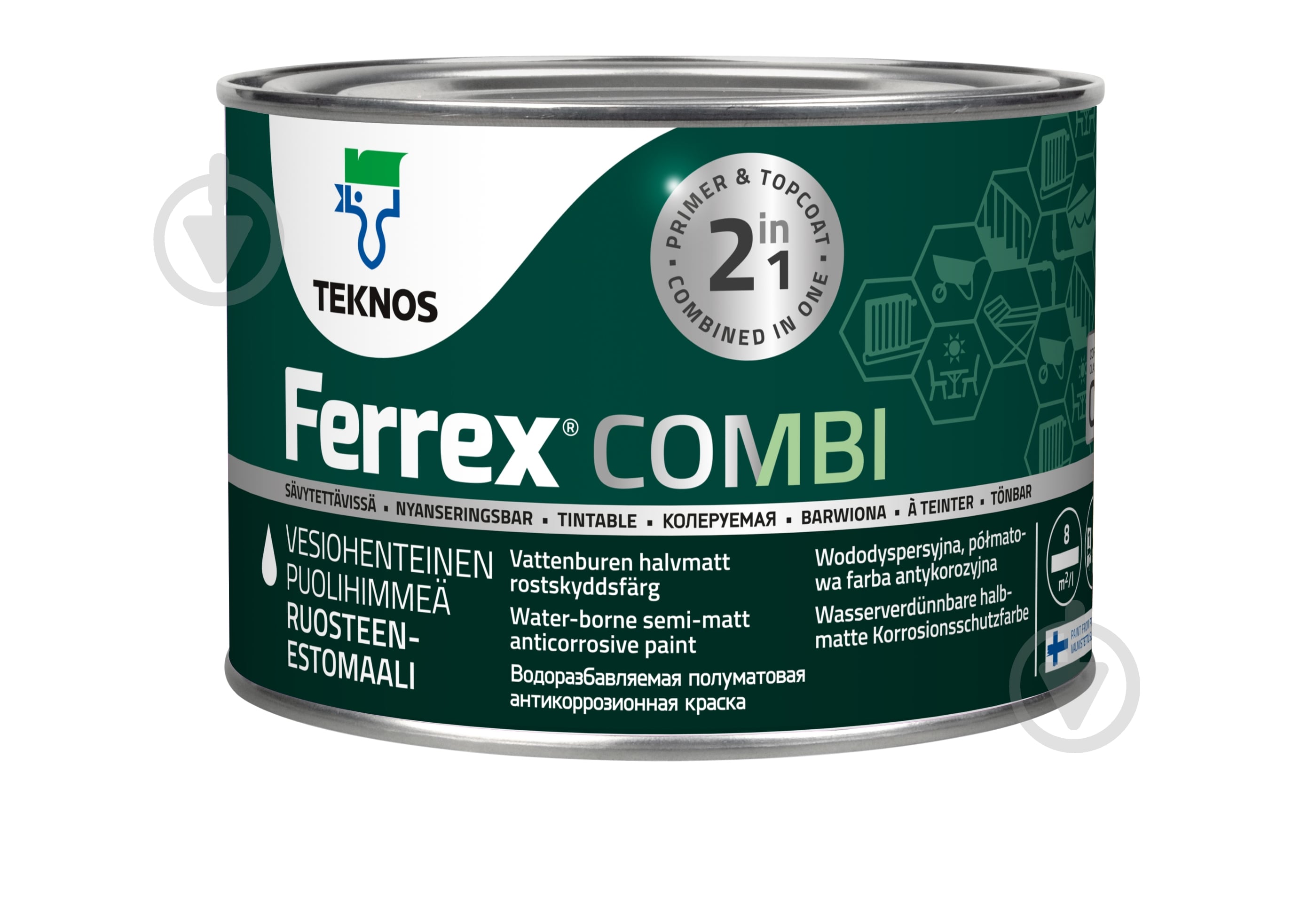 Краска TEKNOS FERREX COMBI полумат під тонування 0,45 л - фото 1 Краска TEKNOS FERREX COMBI полумат під тонування 0,45 л - фото 1