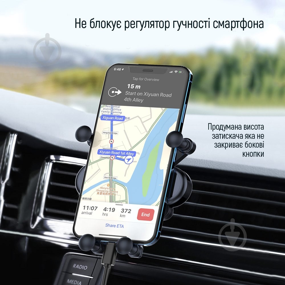 Автодержатель для телефона Gravity car mount ColorWay (CW-CHG11-BK) черный - фото 12
