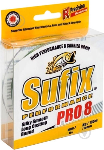 Шнур  Sufix Performance Pro 8 135м 0.12мм 8.2кг DS1WF01253DB1P - фото 1