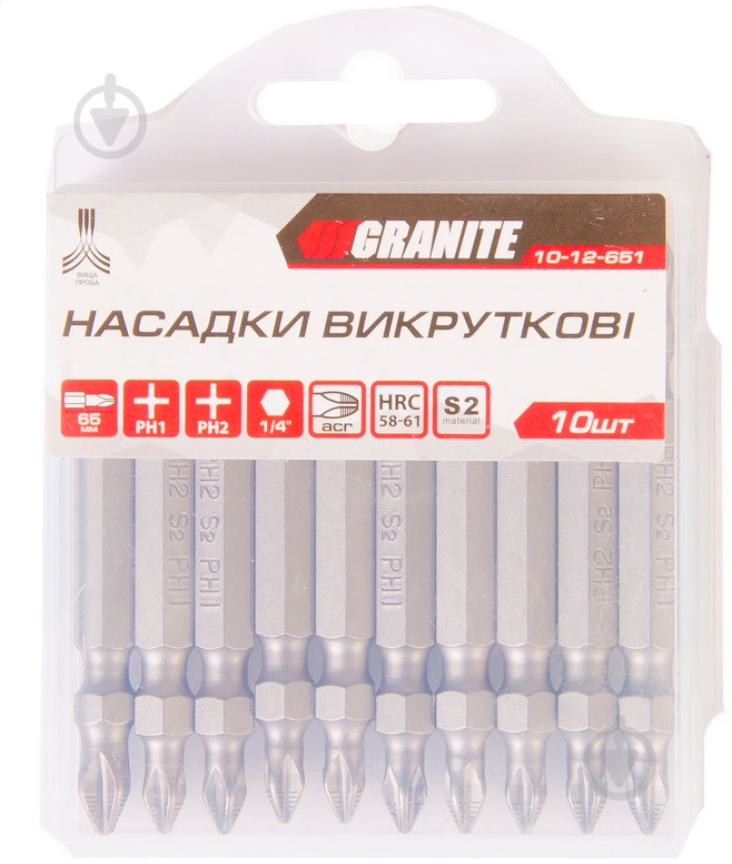 Бита GRANITE РН2-РН1*65 мм, S2 10 шт. 10-12-651 - фото 2 Бита GRANITE РН2-РН1*65 мм, S2 10 шт. 10-12-651 - фото 2