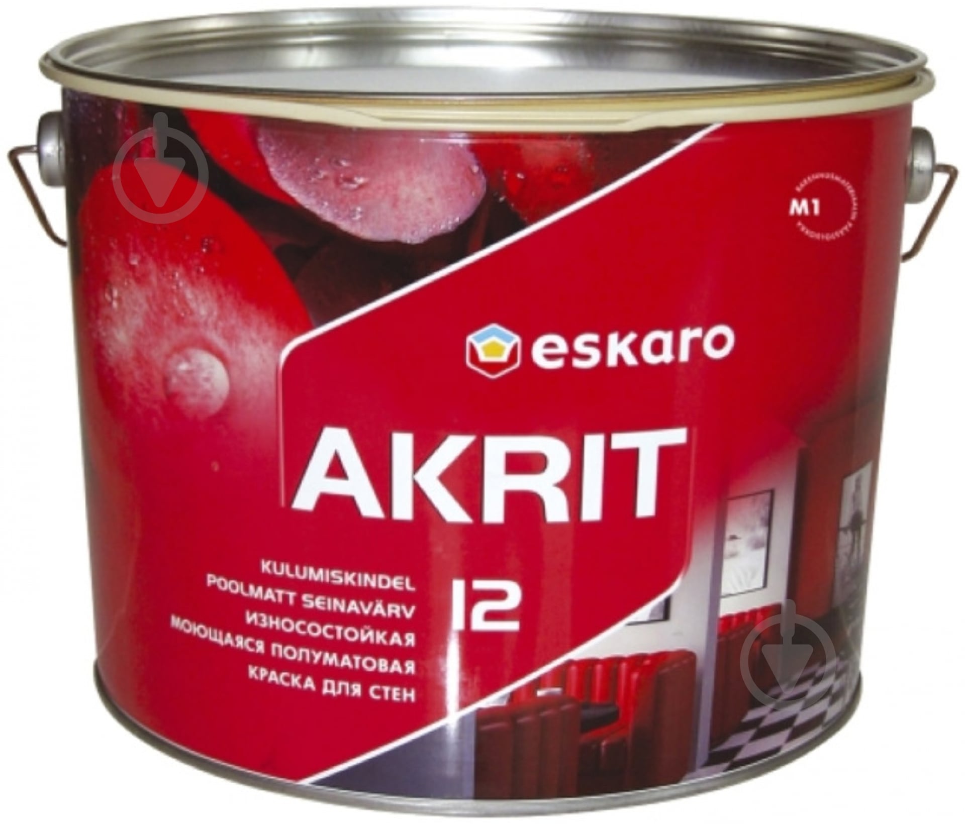 Фарба акрилатна водоемульсійна Eskaro Akrit 12 напівмат білий 9,5 л - фото 1