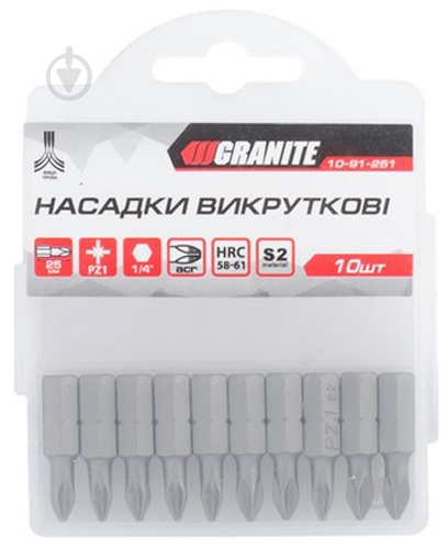 Бита GRANITE РZ1*25 мм, S2 10 шт. 10-91-251 - фото 2