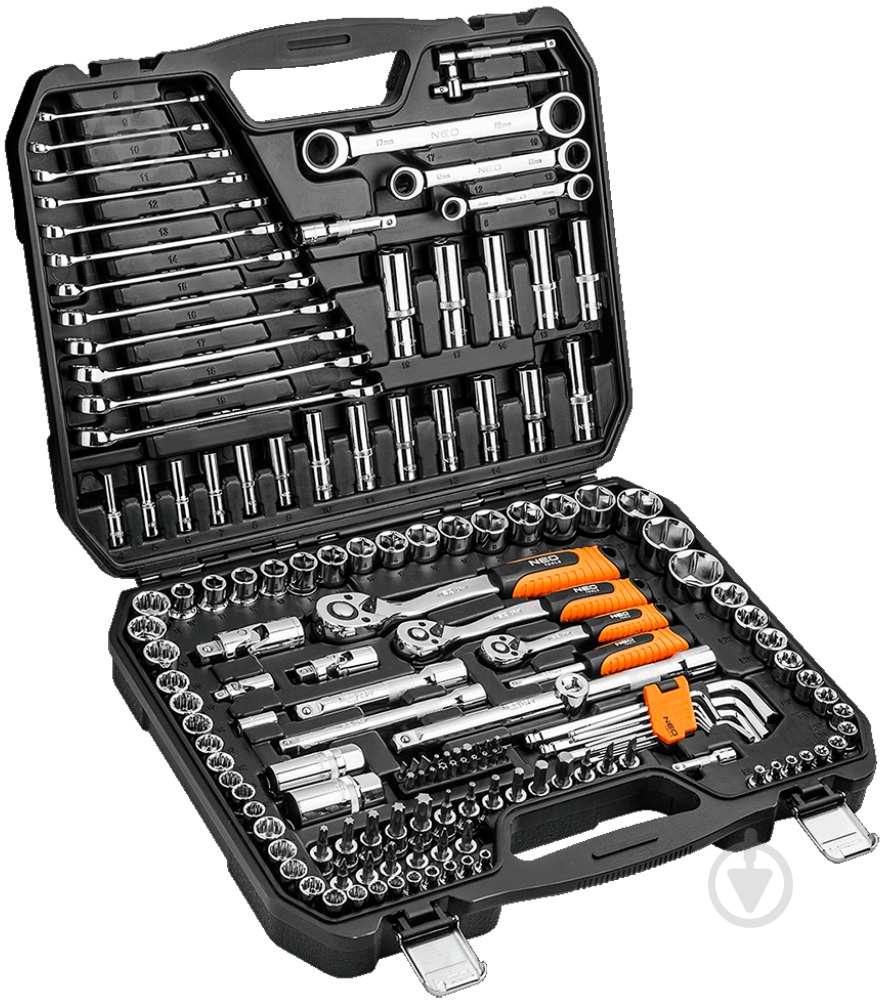 Набор головок торцевых NEO tools 1/2", CrV 150 шт. 08-668 - фото 1 Набор головок торцевых NEO tools 1/2", CrV 150 шт. 08-668 - фото 1