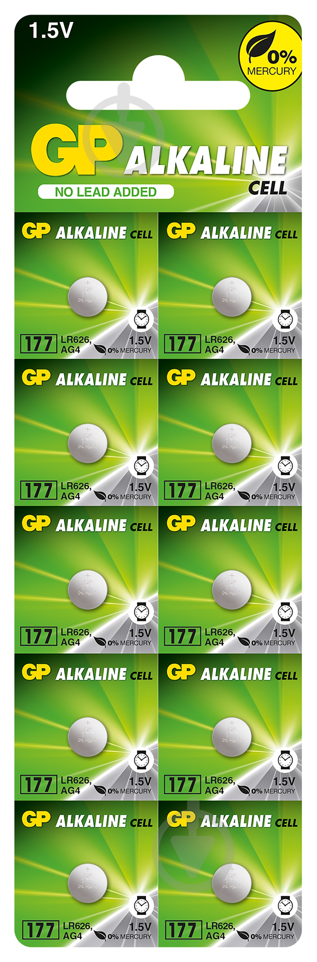 Батарейки GP Alkaline button cell 177-U10 LR626/AG4 10 шт. - фото 1