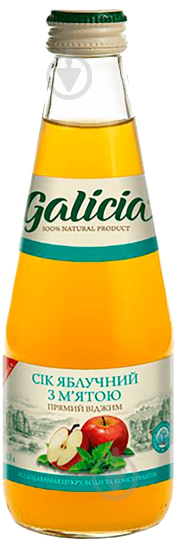 Сок Galicia яблочный с экстрактом мяты 0,3л - фото 1