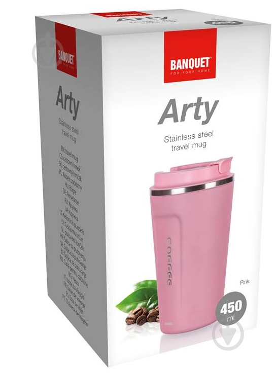 Термочашка Banquet 450 мл розовая Arty - фото 2