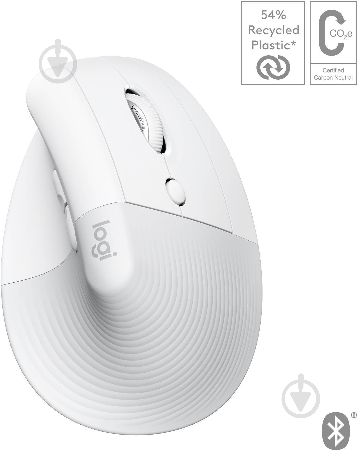 Мишка Logitech Lift for Mac Vertical Ergonomic Mouse white/pale grey (L910-006477) - фото 1 Мишка Logitech Lift for Mac Vertical Ergonomic Mouse white/pale grey (L910-006477) - фото 1