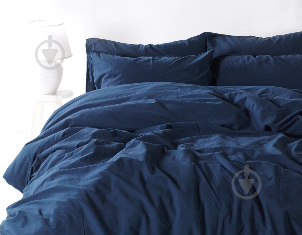 Комплект постільної білизни Stonewash Adriatic 1.5 темно-синій SoundSleep - фото 1