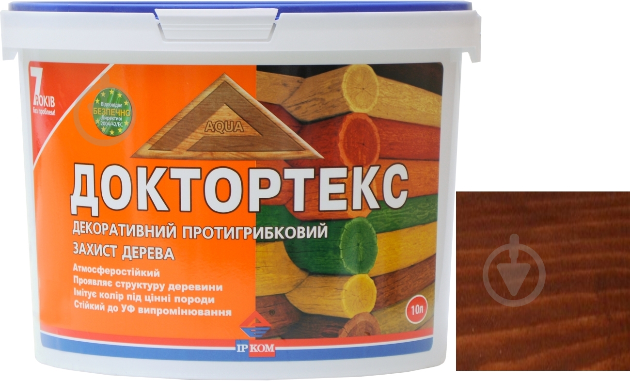 Лазур ІРКОМ Доктортекс IP-013 каштан шовковистий мат 10 л - фото 5