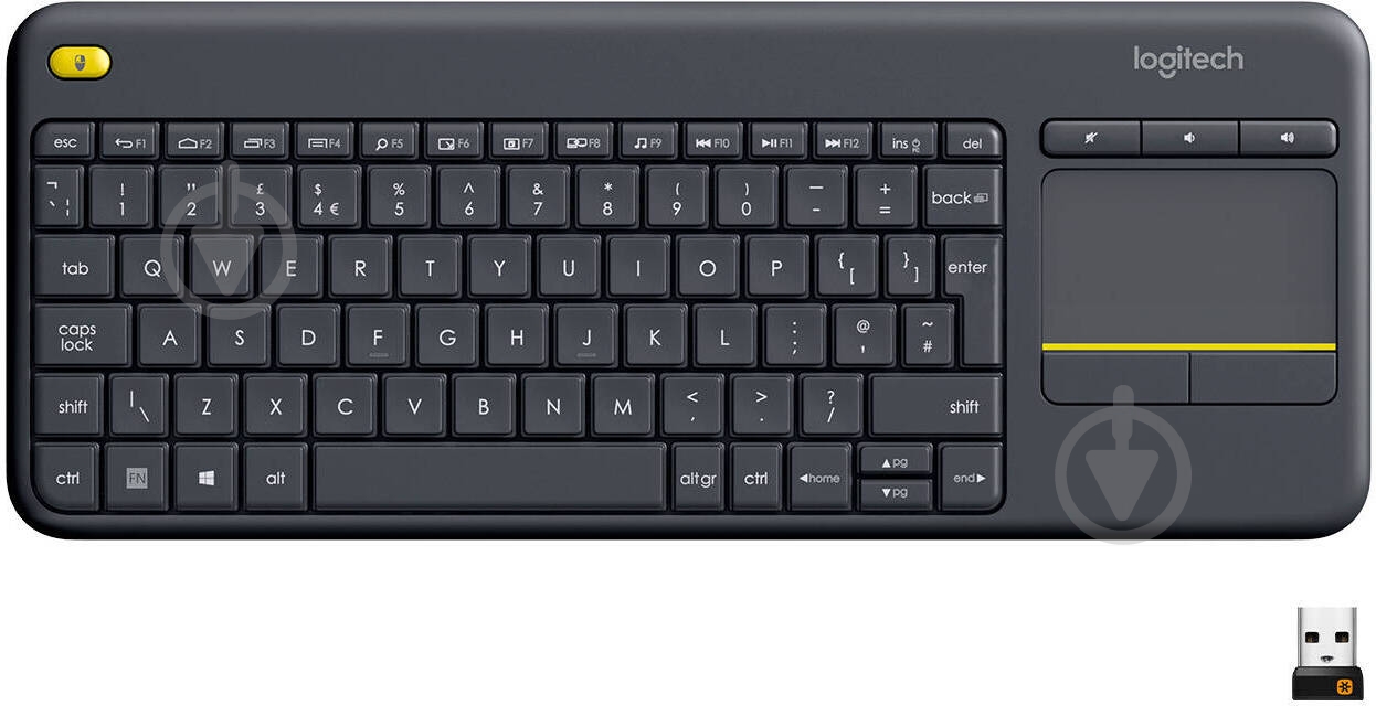 Клавиатура Logitech Wireless Touch Keyboard K400 Plus (L920-007145) black - фото 1