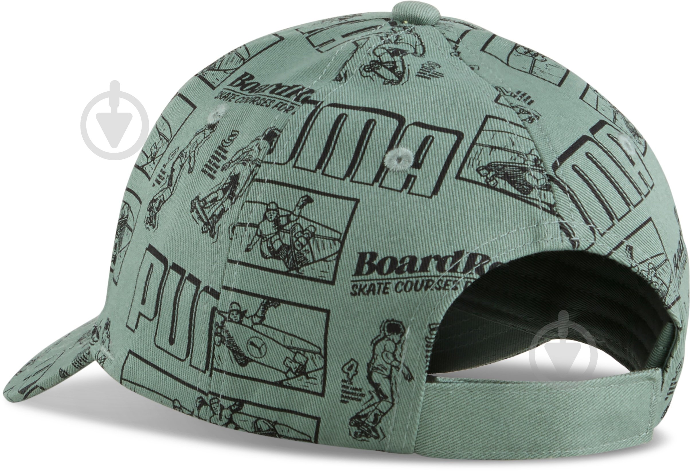 Кепка Puma ESS NO.1 LOGO AOP BB Cap Jr 02612601 OSFC зеленый - фото 2