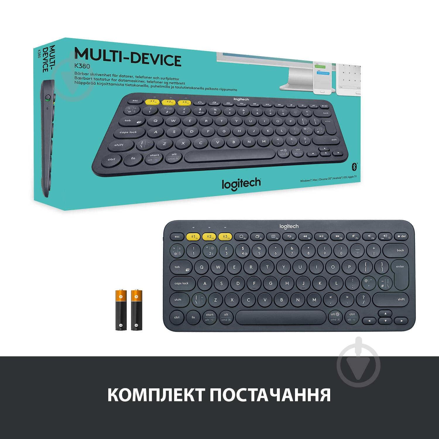 Клавиатура Logitech K380 Multi-Device Bluetooth UA (L920-007582) dark grey - фото 9 Клавиатура Logitech K380 Multi-Device Bluetooth UA (L920-007582) dark grey - фото 9