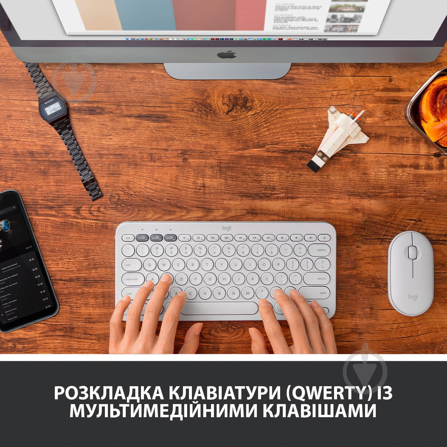 Клавиатура Logitech K380 for MAC Multi-Device Bluetooth Keyboard Offwhite (L920-010407) - фото 3