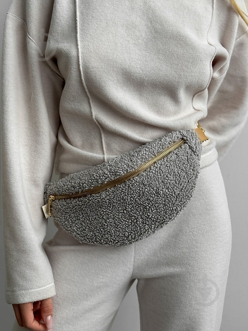 Сумка-бананка MISO accessory Teddy маленькая серый - фото 3 Сумка-бананка MISO accessory Teddy маленькая серый - фото 3