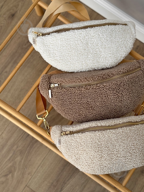 Сумка-бананка MISO accessory Teddy маленькая светло-коричневый - фото 4