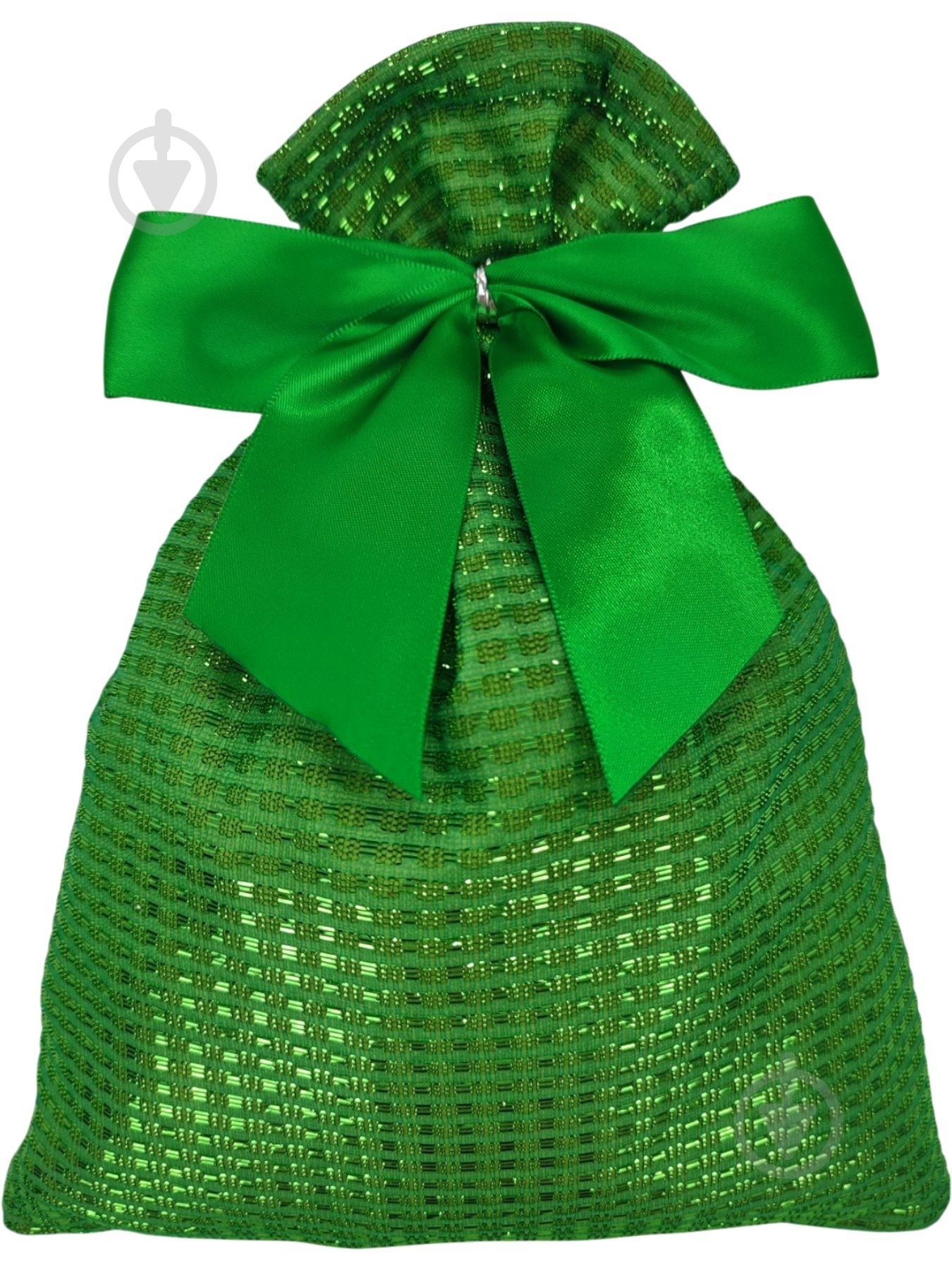 Мешок для подарков 21x27 см зеленый с бантом - фото 1 Мешок для подарков 21x27 см зеленый с бантом - фото 1