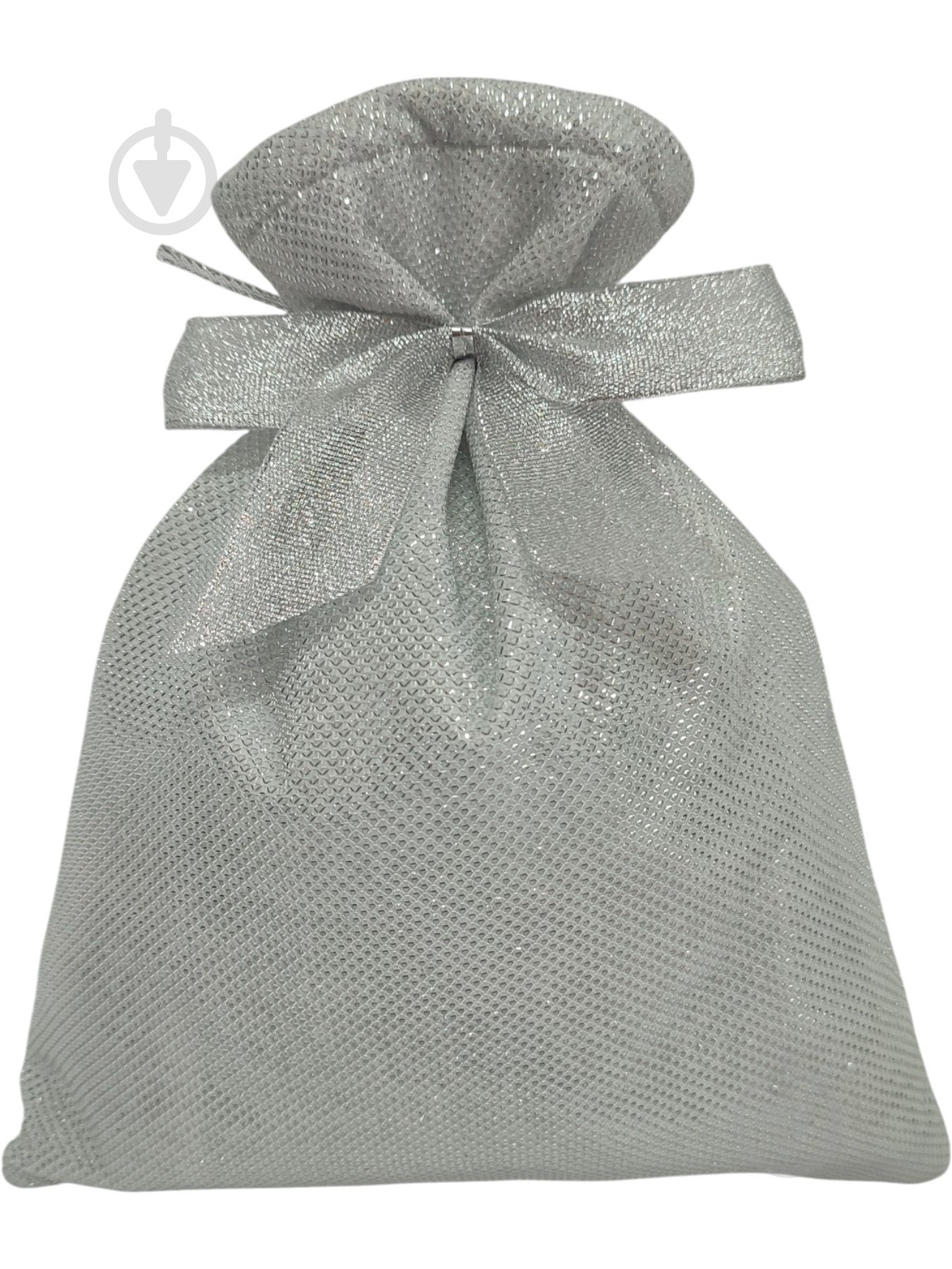 Мешок для подарков 21x27 см серебряный с бантом - фото 1 Мешок для подарков 21x27 см серебряный с бантом - фото 1