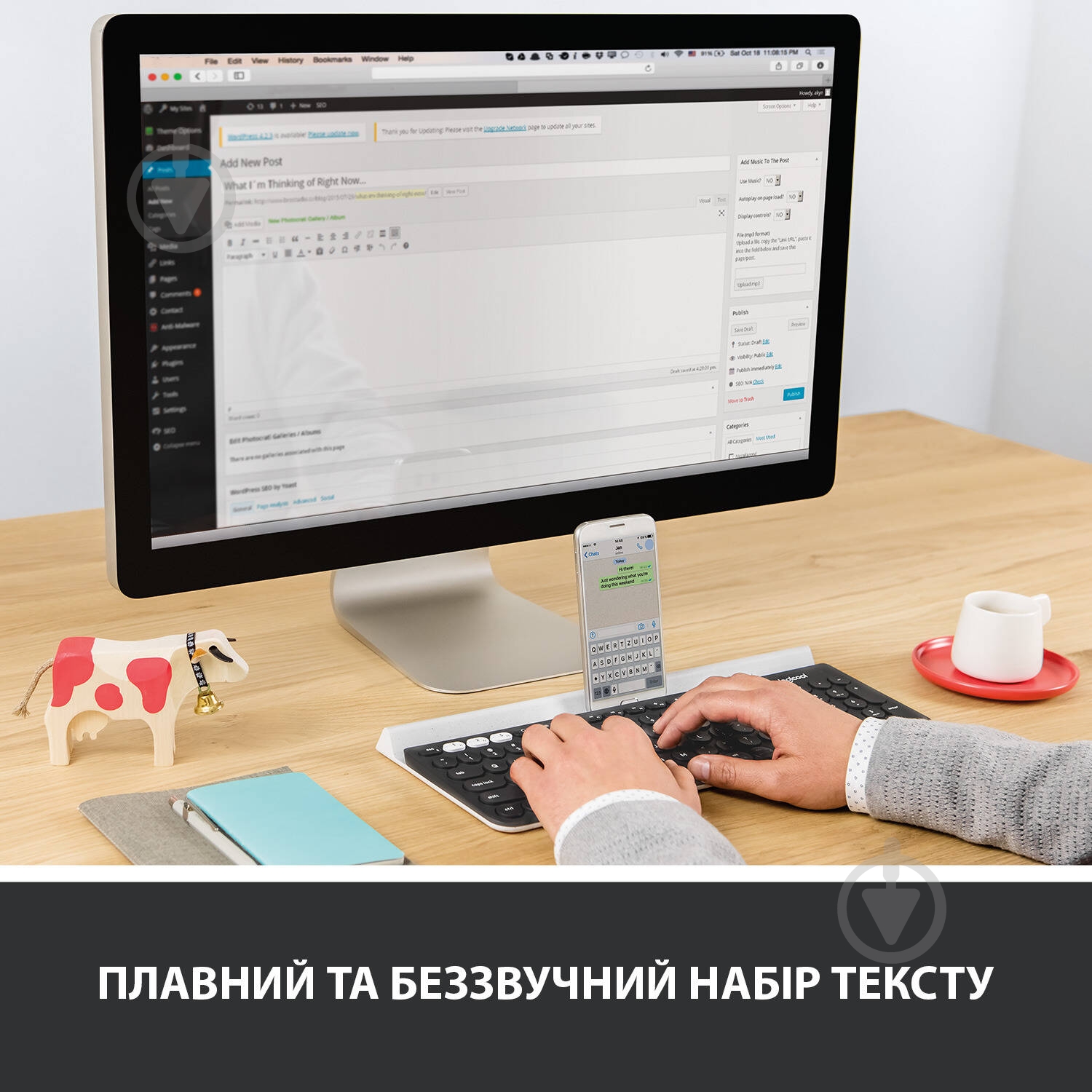 Клавиатура Logitech K780 Multi-Device Wireless Keyboard (L920-008042) dark grey - фото 5