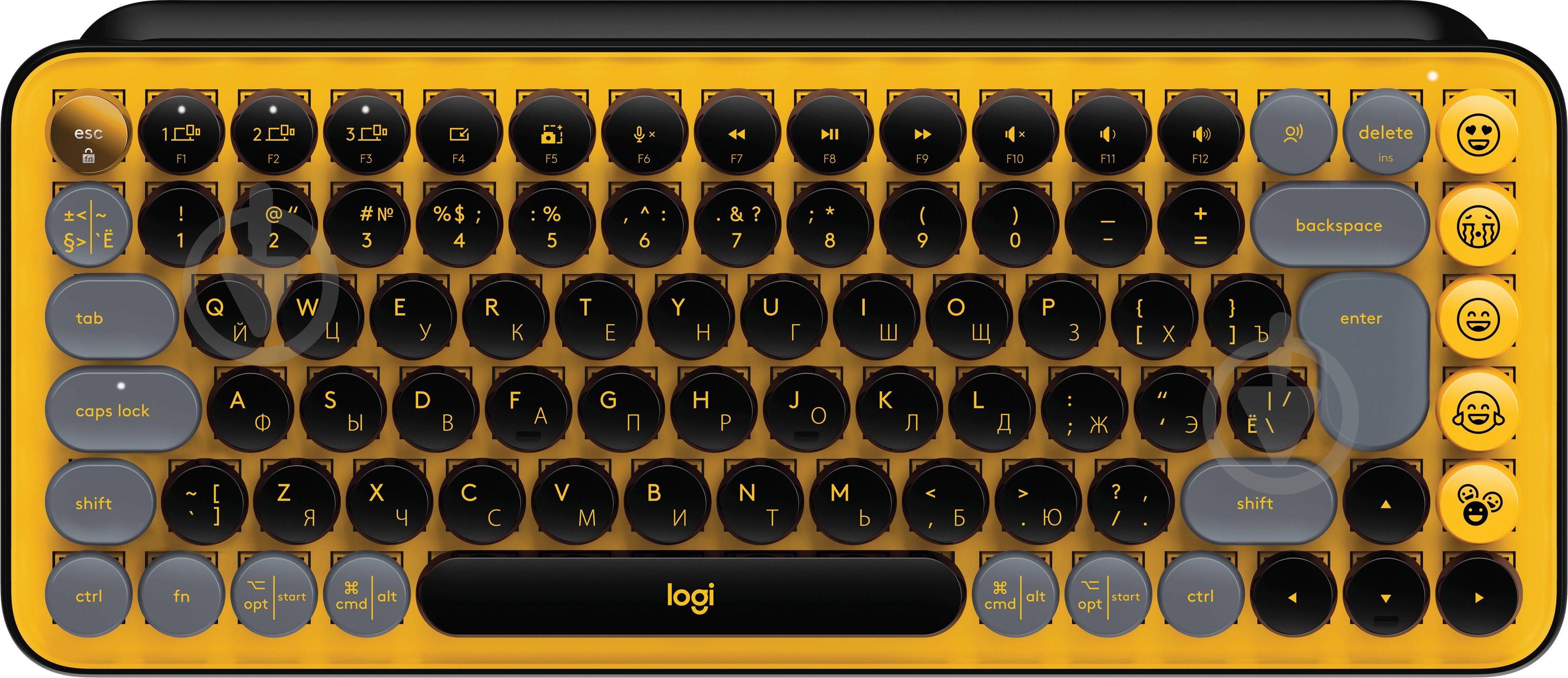 Клавиатура Logitech POP Keys Wireless Mechanical Keyboard With Emoji Keys (L920-010735) blast yellow - фото 1