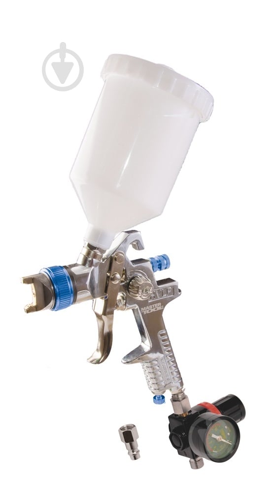 Фарбопульт пневматичний MasterTool HVLP ВБ 600 мл з манометром 80-8910 - фото 1 Фарбопульт пневматичний MasterTool HVLP ВБ 600 мл з манометром 80-8910 - фото 1